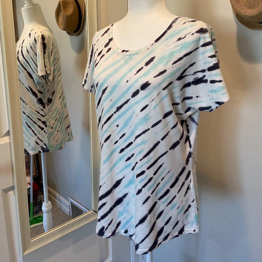 3 for $22 - Chico's Weekends by Chicos Aqua/Gray Tee - Chicos 1 (8-10)